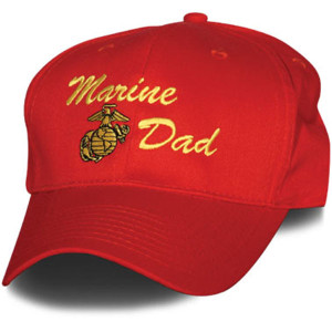 Ball Cap-Marine Dad Red With Gold Embroidery US MADE