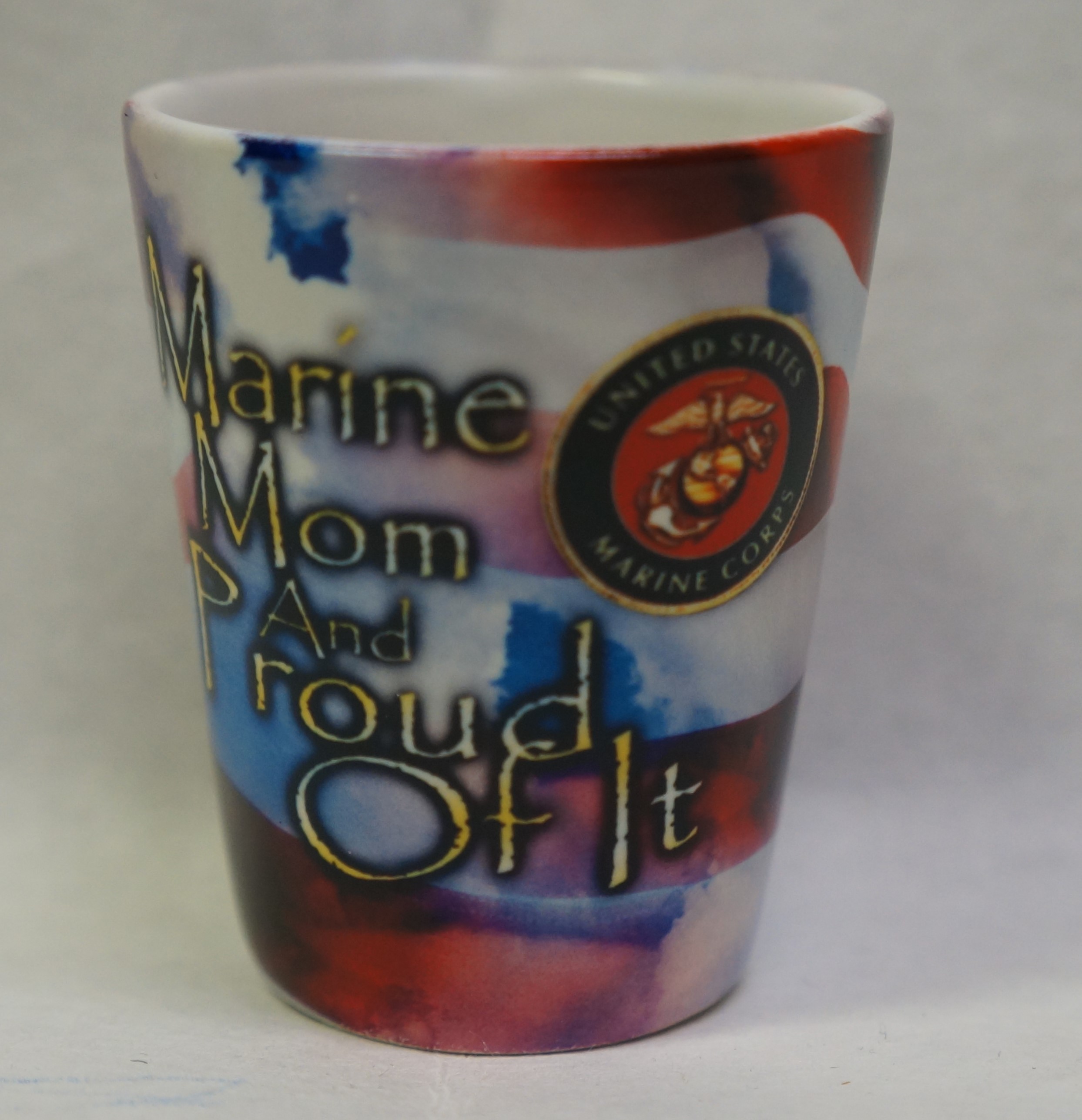 SHOT GLASS-Marine Mom and Proud of It 2oz