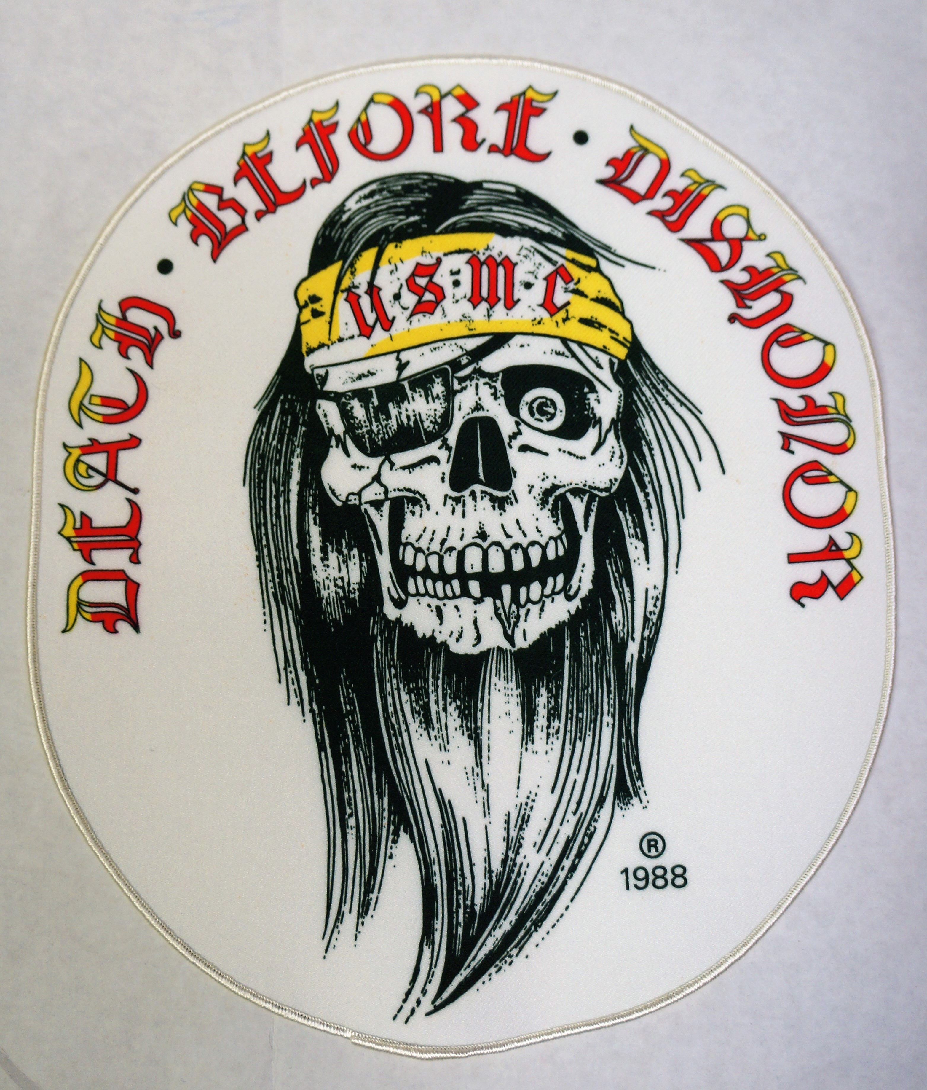 Patch-Printed Death Before Dishonor USMC Skull
