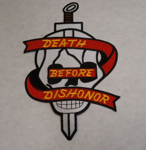 Patch-Embroidered Death Before Dishonor Skull and KBar