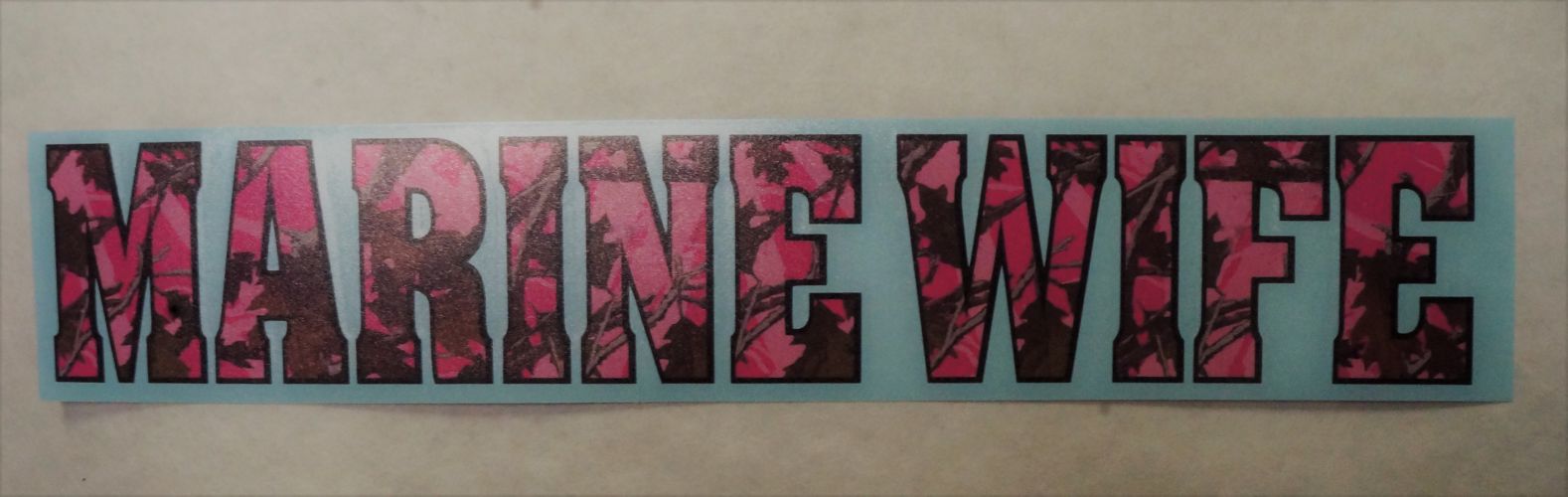 Decal- NEW Marine Wife Pink Camo