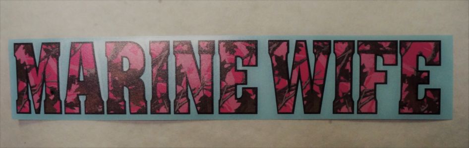 Decal- NEW Marine Wife Pink Camo