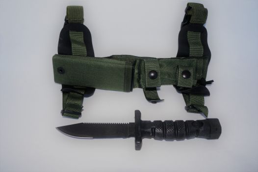 Saigon Surplus Store: Knife - Ontario, ASEK Survival Knife system with Strap Cutter (Not Pictured) OD Green, Knives, ON-1400