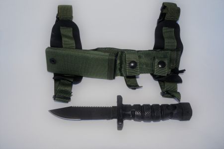 Knife - Ontario,  ASEK Survival Knife system with Strap Cutter (Not Pictured) OD Green