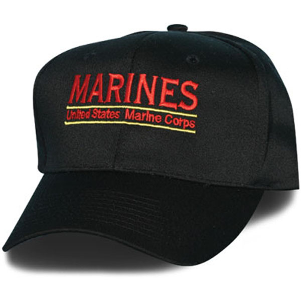Ball Cap-Black with Red Marines