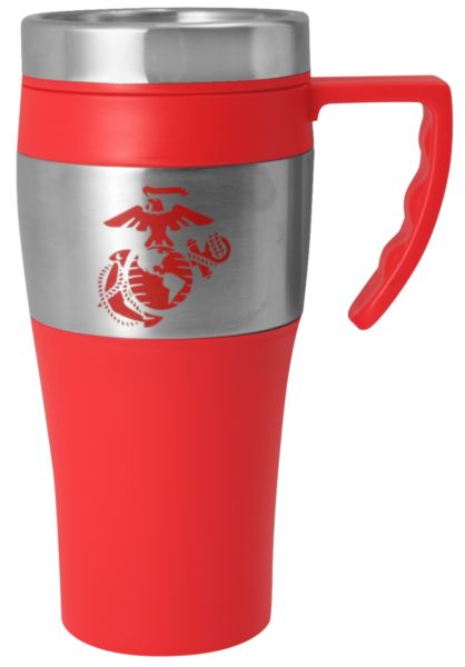 Travel Mug- Red with Eagle, Globe and Anchor